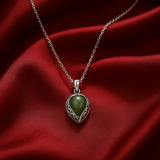 Emerald Teardrop Elegance Pendant – 925 Sterling Silver