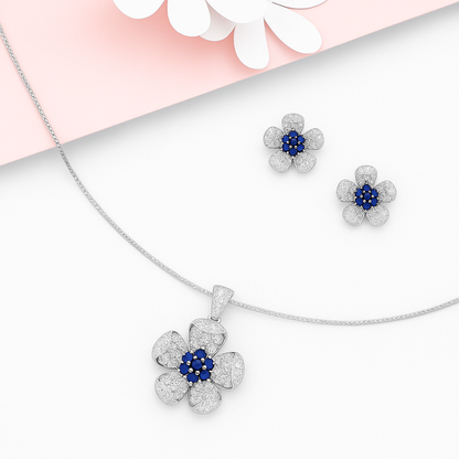 Sapphire Bloom Silver Set