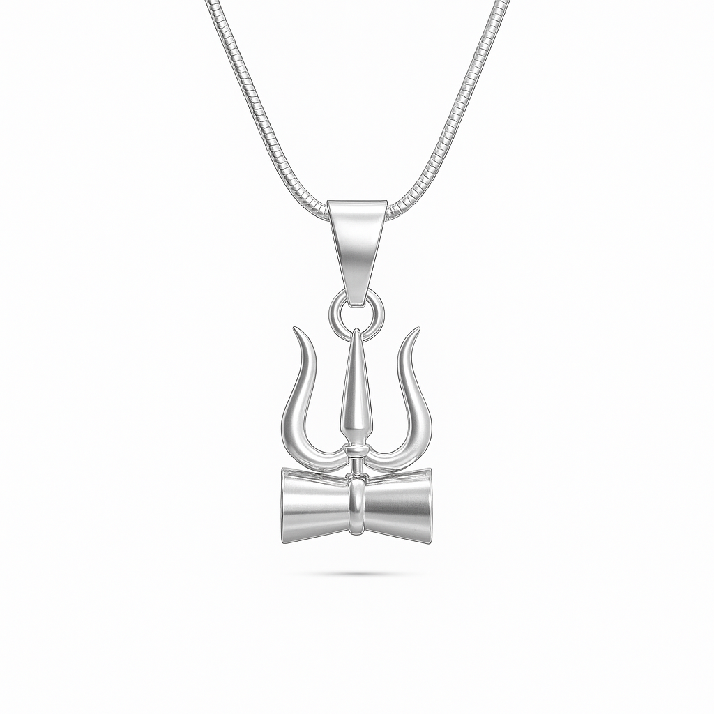 Trishul Damru 925 Sterling Silver Pendant
