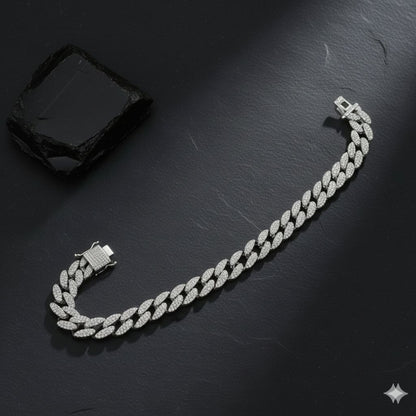 Radiant 925 Sterling Silver Pave Marquise Link Bracelet