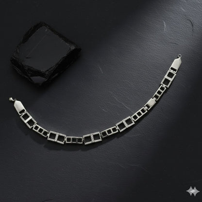 925 Sterling Silver Geometric Link Bracelet