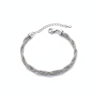 Twisted Starlight" Pave-Texture 925 Sterling Silver Bracelet