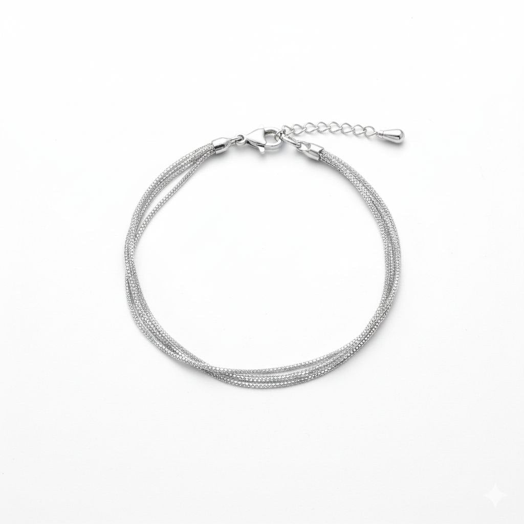 "Liquid Silk" Multi-Strand 925 Sterling Silver Bracelet