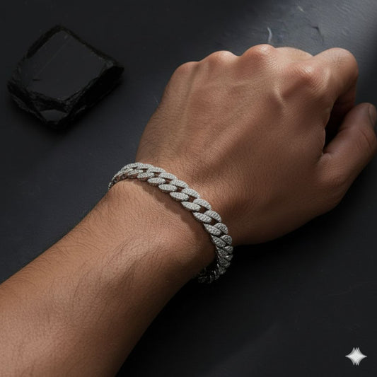 Radiant 925 Sterling Silver Pave Marquise Link Bracelet