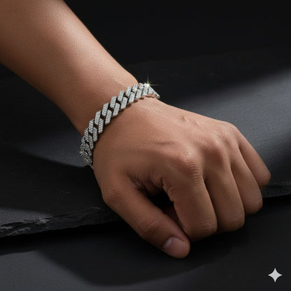 Iced-Out Pave 925 Sterling Silver Cuban Link Bracelet