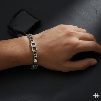 925 Sterling Silver Geometric Link Bracelet