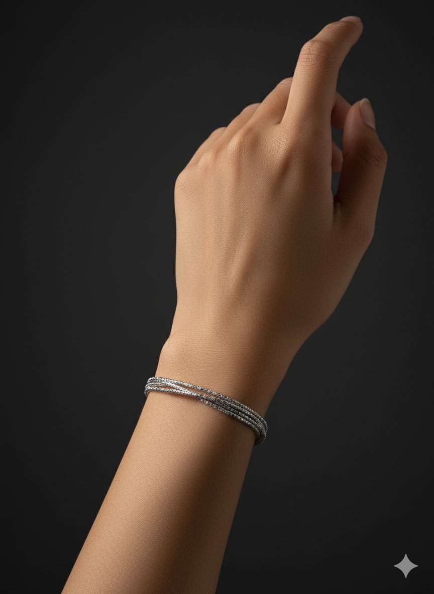 "Liquid Silk" Multi-Strand 925 Sterling Silver Bracelet