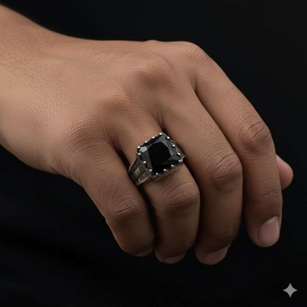 "The Black King" Square Cut 925 Silver Signet Ring