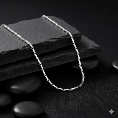 Sleek 925 Sterling Silver Bar Link Chain