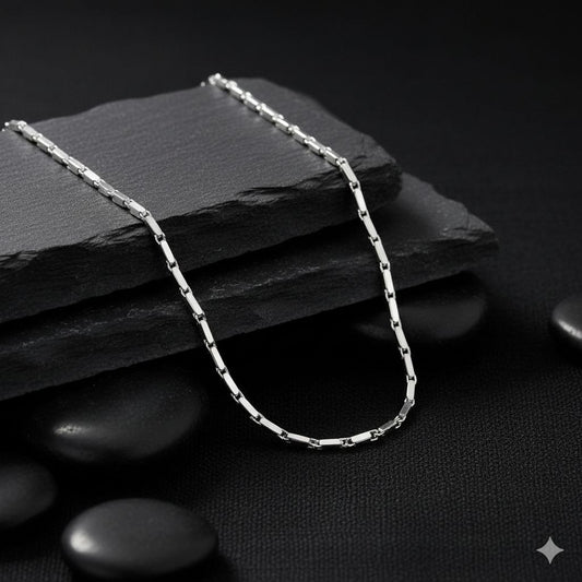 Sleek 925 Sterling Silver Bar Link Chain
